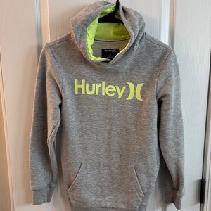 Hurley Heather Gray Hoodie with Lime Accents